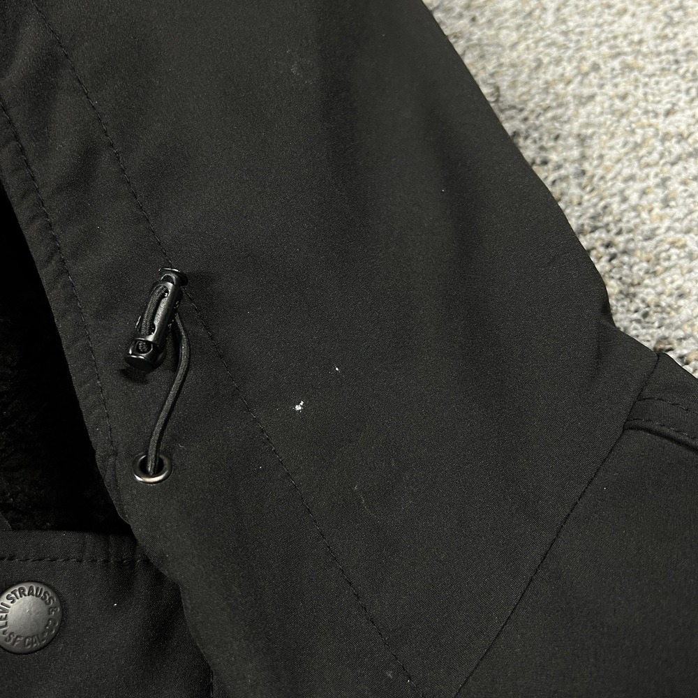 Levis Jacket Mens L Black Hooded Fleece Lined Insulated Winter Coat - Picture 7 of 15